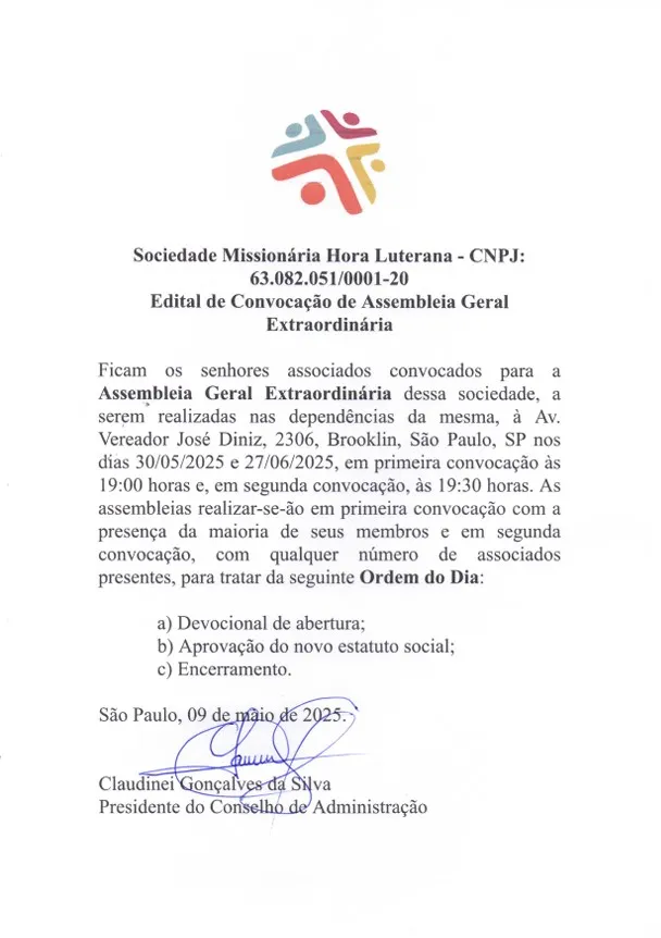 Convocação Assembleia Extraordinária 2025